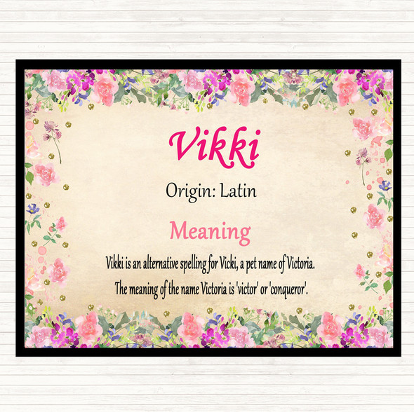 Vikki Name Meaning Mouse Mat Pad Floral