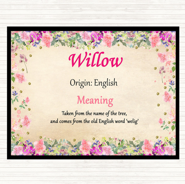 Willow Name Meaning Mouse Mat Pad Floral