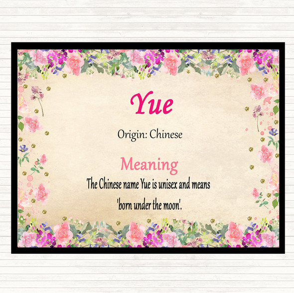 Yue. Name Meaning Mouse Mat Pad Floral