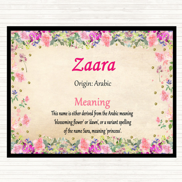 Zaara Name Meaning Mouse Mat Pad Floral