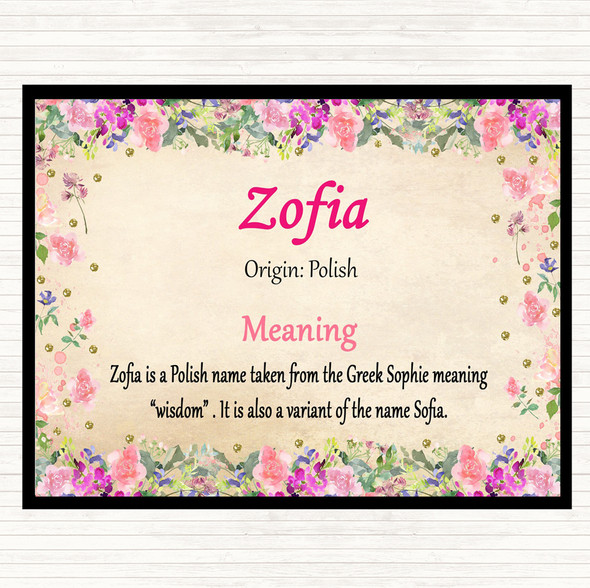 Zofia Name Meaning Mouse Mat Pad Floral