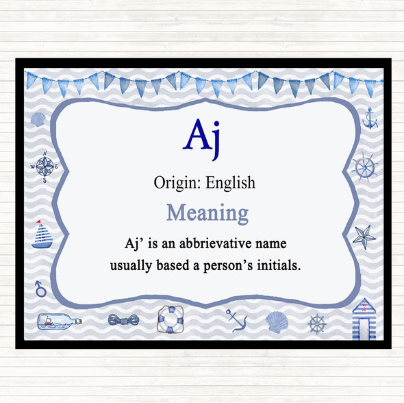 Aj Name Meaning Mouse Mat Pad Nautical