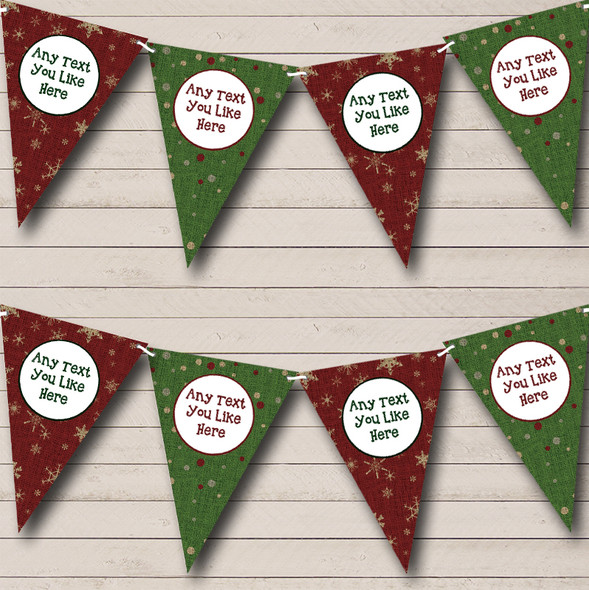 Hessian Effect Red & Green Personalised Christmas Decoration Bunting