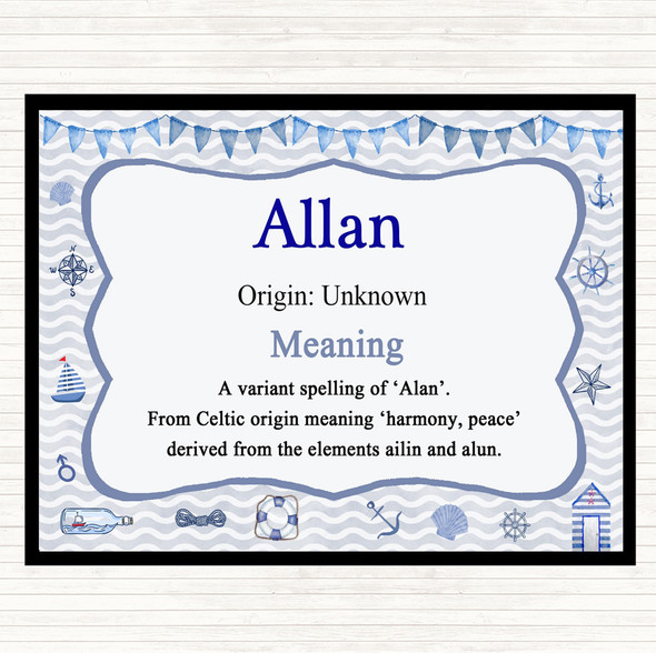 Allan Name Meaning Mouse Mat Pad Nautical