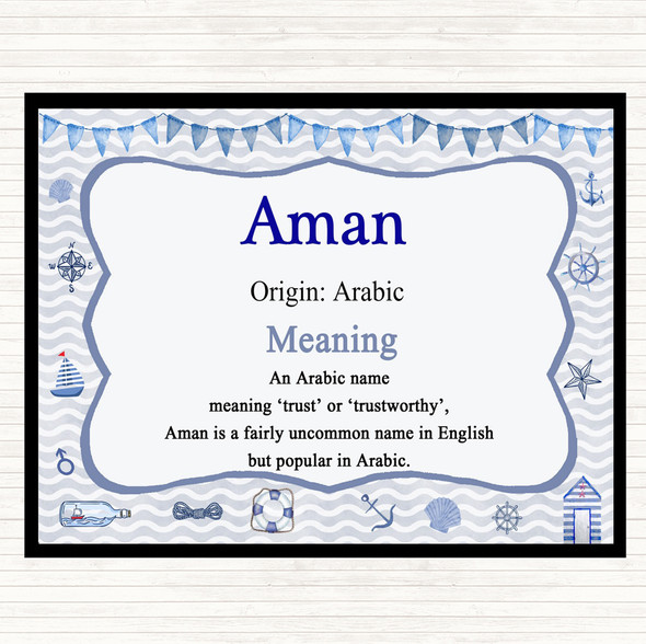 Aman Name Meaning Mouse Mat Pad Nautical