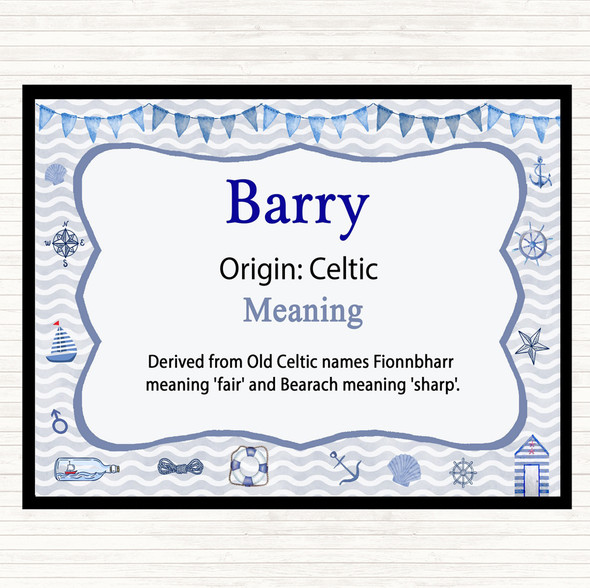 Barry Name Meaning Mouse Mat Pad Nautical