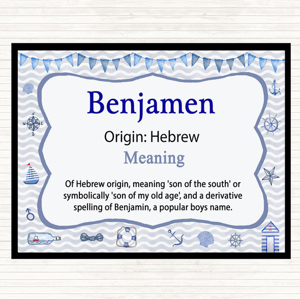 Benjamen Name Meaning Mouse Mat Pad Nautical