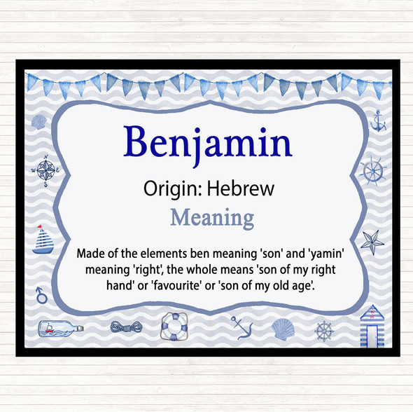 Benjamin Name Meaning Mouse Mat Pad Nautical