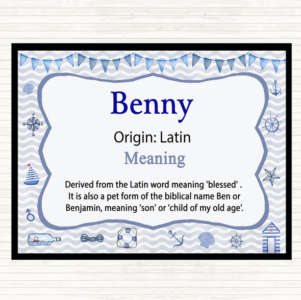Benny Name Meaning Mouse Mat Pad Nautical