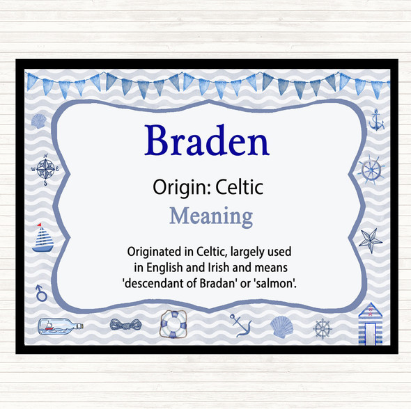 Braden Name Meaning Mouse Mat Pad Nautical