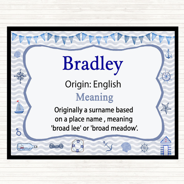 Bradley Name Meaning Mouse Mat Pad Nautical