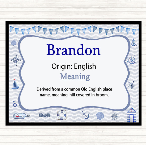 Brandon Name Meaning Jumbo Fridge Magnet Nautical