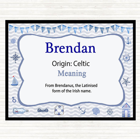 Brendan Name Meaning Mouse Mat Pad Nautical