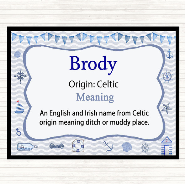 Brody Name Meaning Mouse Mat Pad Nautical