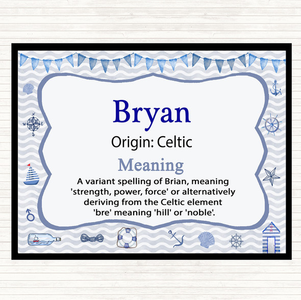 Bryan Name Meaning Mouse Mat Pad Nautical
