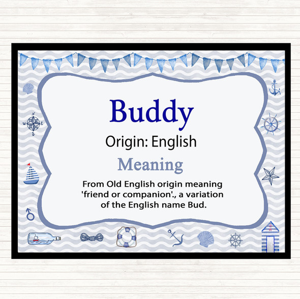 Buddy Name Meaning Mouse Mat Pad Nautical