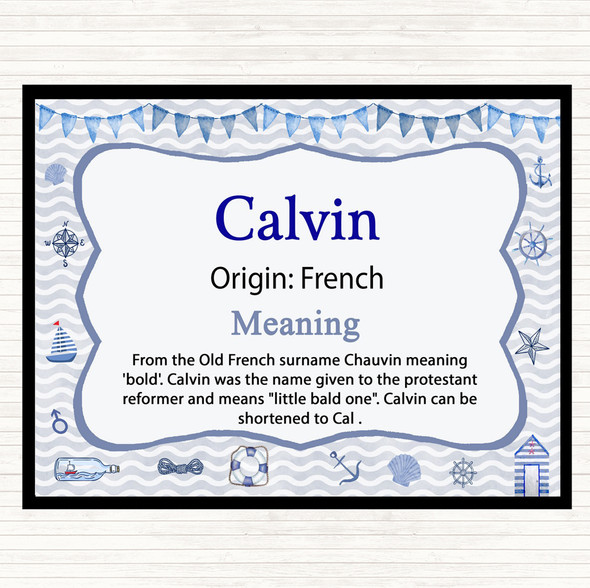Calvin Name Meaning Mouse Mat Pad Nautical