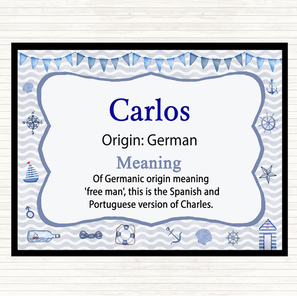 Carlos Name Meaning Mouse Mat Pad Nautical