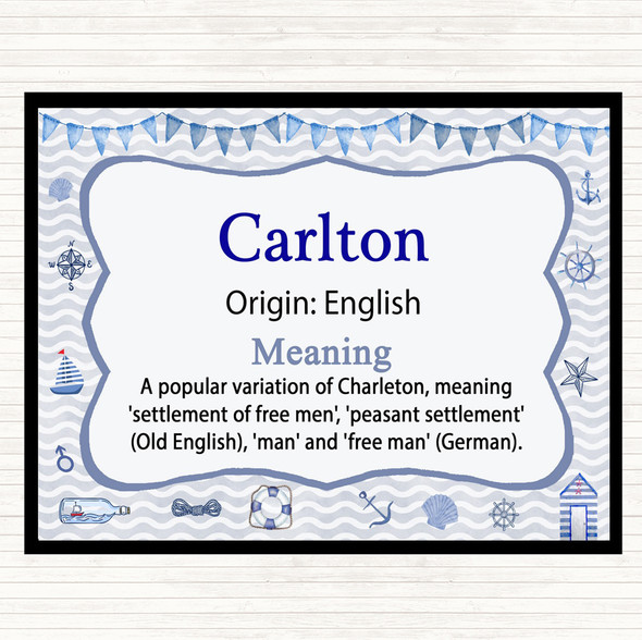 Carlton Name Meaning Mouse Mat Pad Nautical