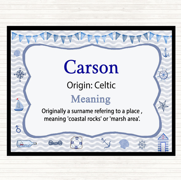 Carson Name Meaning Mouse Mat Pad Nautical