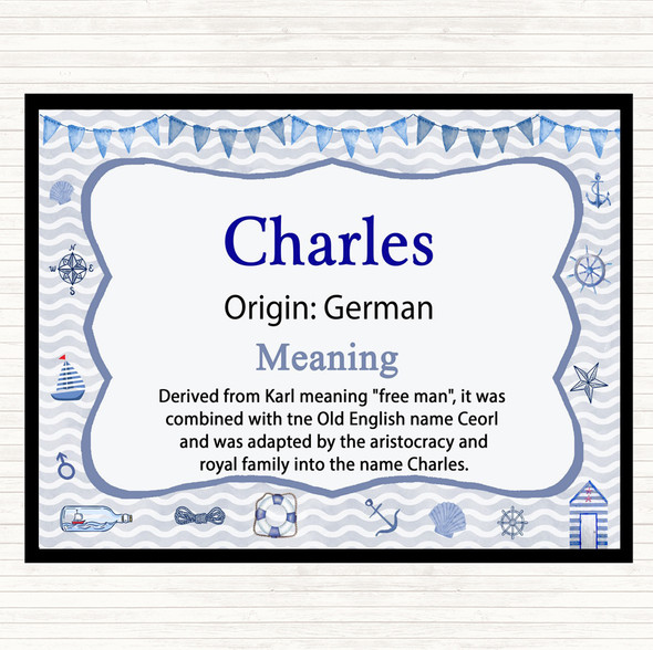 Charles Name Meaning Mouse Mat Pad Nautical