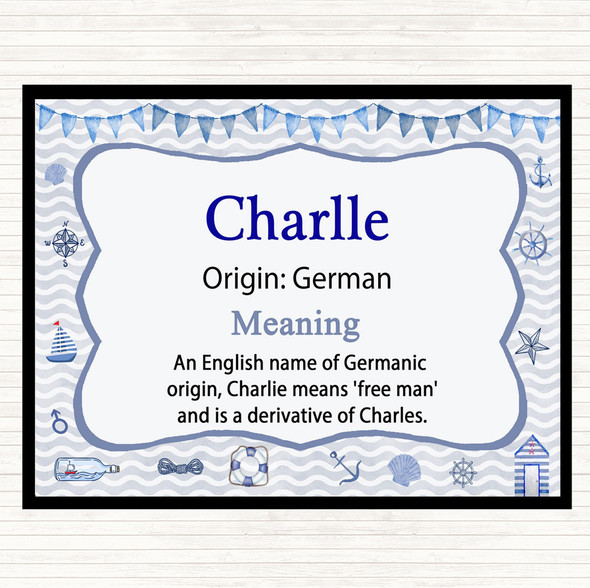 Charlle Name Meaning Mouse Mat Pad Nautical
