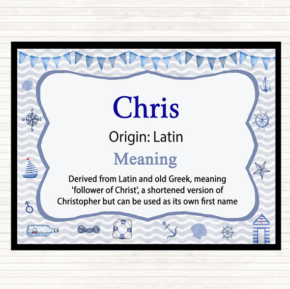 Chris Name Meaning Mouse Mat Pad Nautical