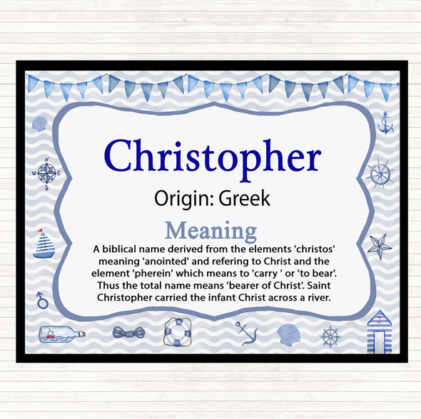 Christopher Name Meaning Mouse Mat Pad Nautical