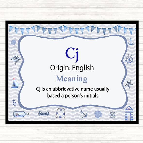 Cj Name Meaning Mouse Mat Pad Nautical