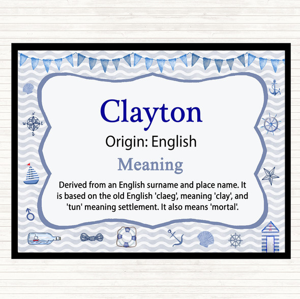 Clayton Name Meaning Mouse Mat Pad Nautical