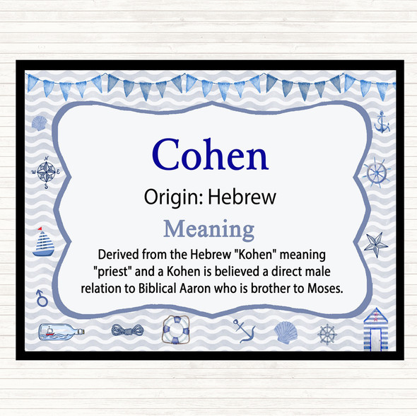 Cohen Name Meaning Mouse Mat Pad Nautical