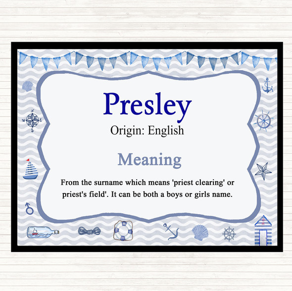 Presley Name Meaning Mouse Mat Pad Nautical