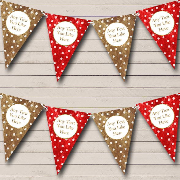 Crumply Red & Bronze Polkadot Personalised Christmas Decoration Bunting