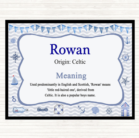 Rowan Name Meaning Mouse Mat Pad Nautical