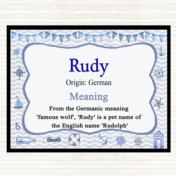 Rudy Name Meaning Mouse Mat Pad Nautical