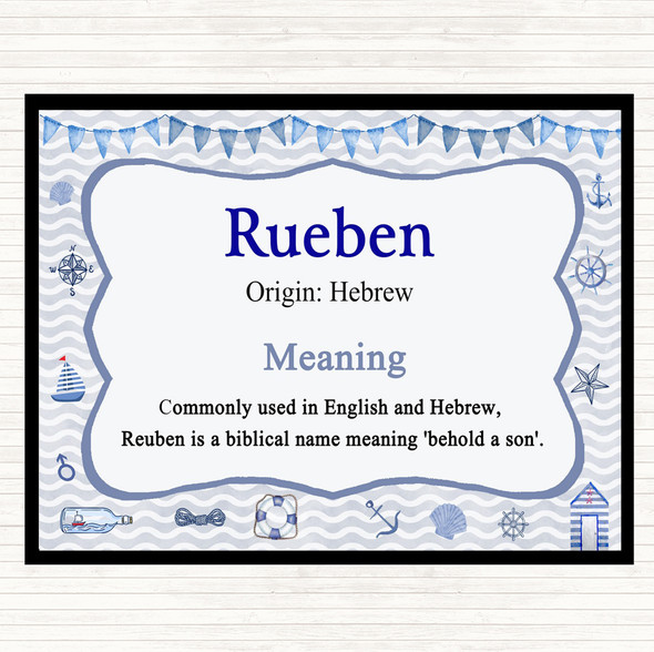 Rueben Name Meaning Mouse Mat Pad Nautical