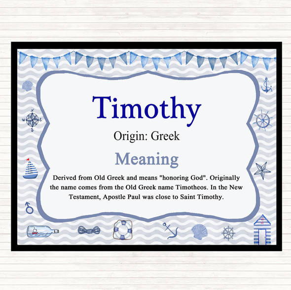 Timothy Name Meaning Mouse Mat Pad Nautical