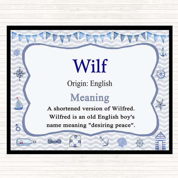 Wilf Name Meaning Mouse Mat Pad Nautical