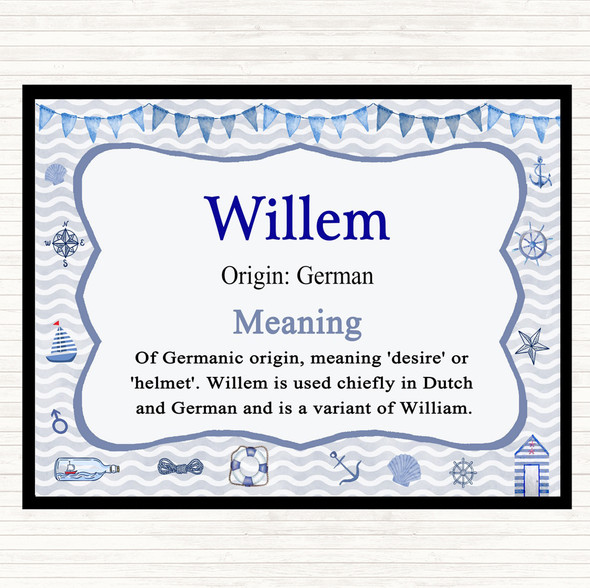Willem Name Meaning Mouse Mat Pad Nautical