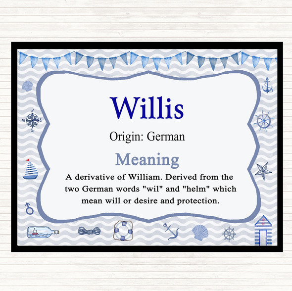 Willis Name Meaning Mouse Mat Pad Nautical