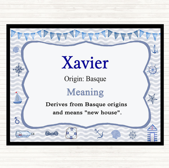 Xavier Name Meaning Mouse Mat Pad Nautical