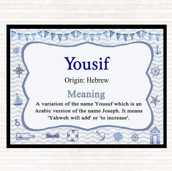 Yousif Name Meaning Mouse Mat Pad Nautical