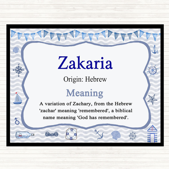 Zakaria Name Meaning Mouse Mat Pad Nautical