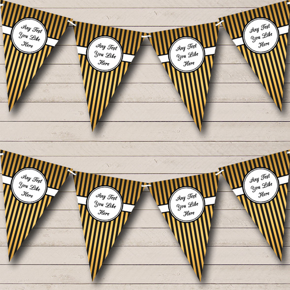 Black And Gold Elegant Stripes Personalised Christmas Party Bunting