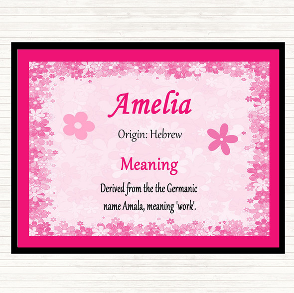 Amelia Name Meaning Mouse Mat Pad Pink