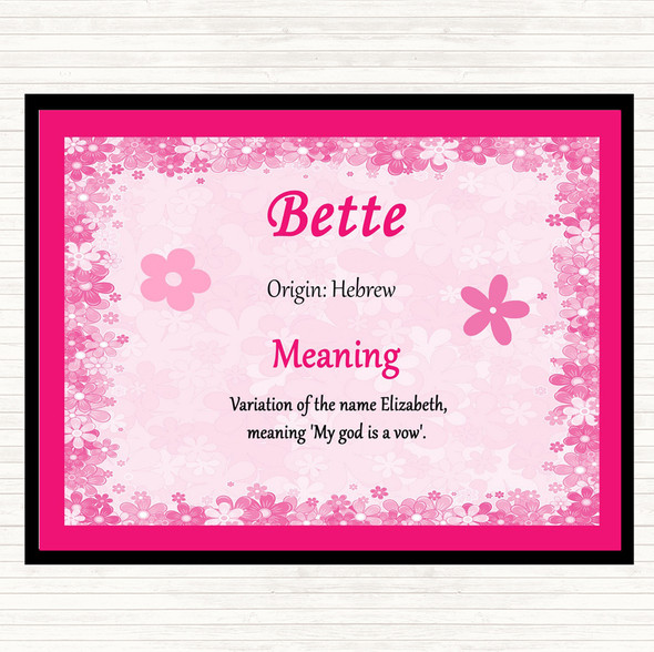 Bette Name Meaning Mouse Mat Pad Pink