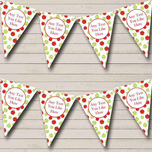 Baubles Red & Green Personalised Christmas Decoration Bunting