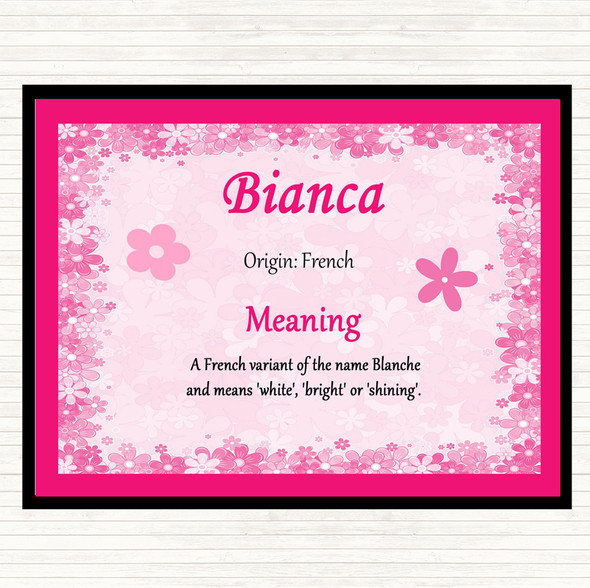 Bianca Name Meaning Mouse Mat Pad Pink