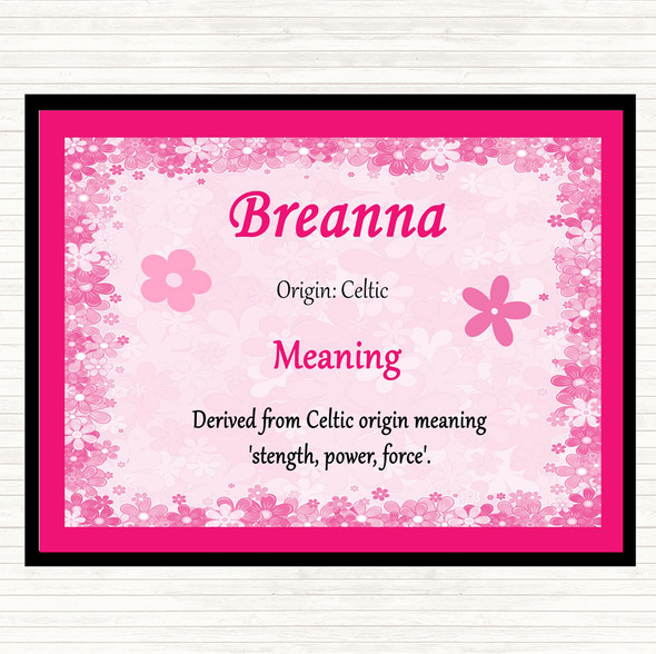Breanna Name Meaning Mouse Mat Pad Pink