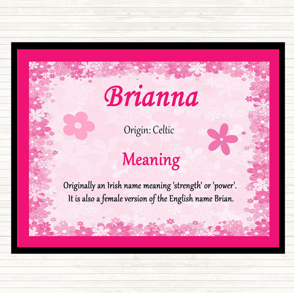 Brianna Name Meaning Mouse Mat Pad Pink